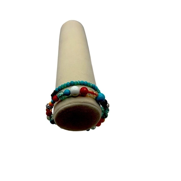 Boho Chic Faux Turquoise Statement Necklace & Bracelet Set - Picture 7 of 9